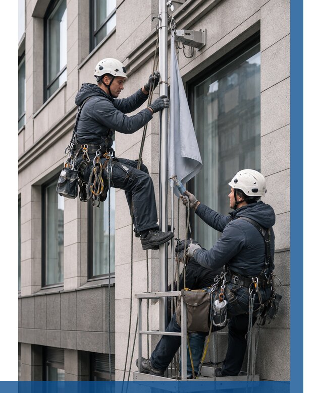 Установка флагов на фасаде в Коломне от 4563 р. | ВЫСОТНИК-Клм