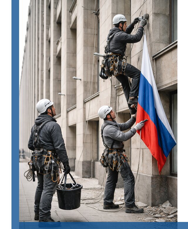 Профессиональная установка флагов на фасаде в Коломне