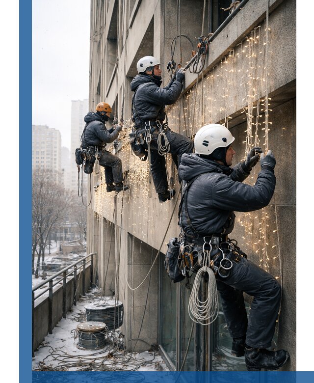 Монтаж новогодней иллюминации и украшение фасадов в Коломне