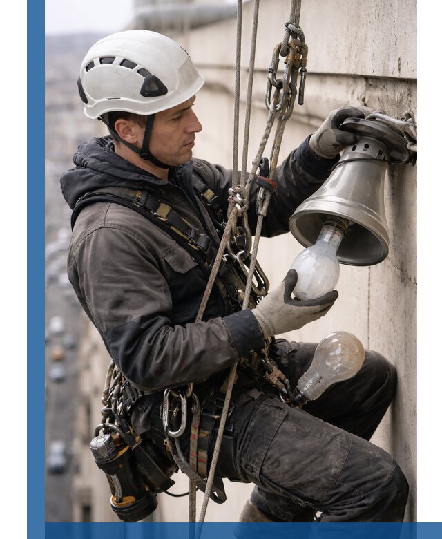 Замена ламп на высоте в Коломне профессионально и быстро