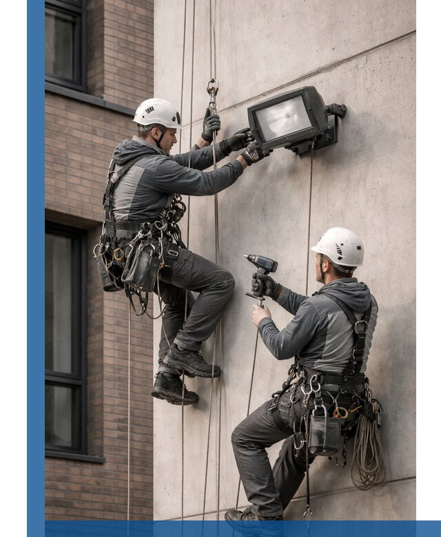 Профессиональный монтаж фасадных прожекторов в Коломне под ключ