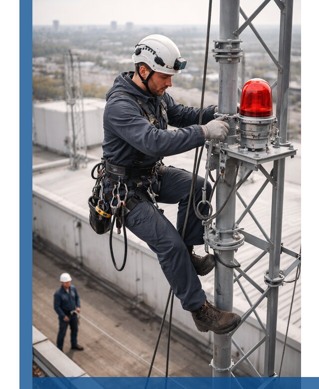 Монтаж заградительных огней и обслуживание объектов в Коломне