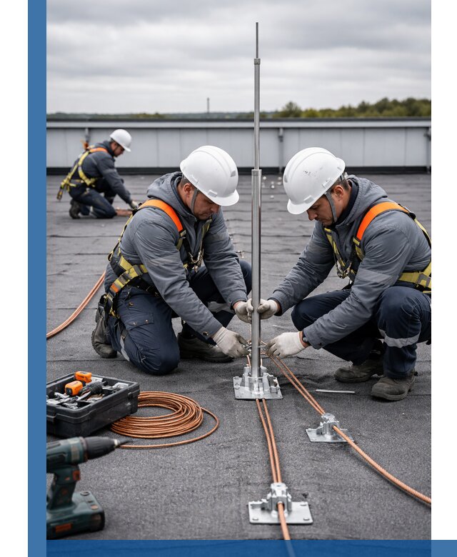 Монтаж молниезащиты на кровле в Коломне под ключ с гарантией