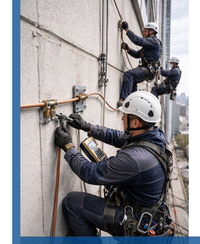 Монтаж системы заземления здания и молниезащиты в Коломне