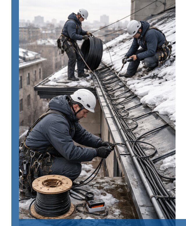 Монтаж греющего кабеля на кровле в Коломне под ключ