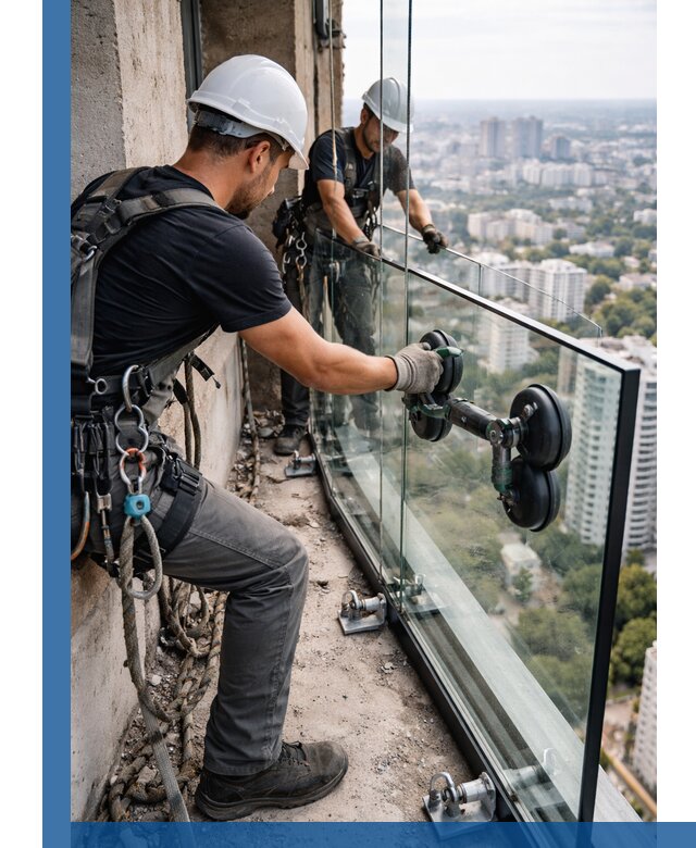 Монтаж стеклянных ограждений под ключ с гарантией в Коломне