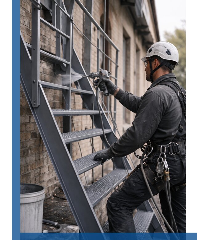 Покраска и антикоррозионная защита пожарных лестниц в Коломне