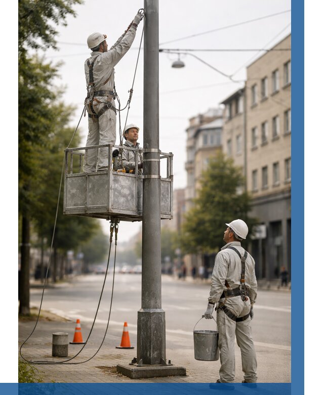 Покраска опор освещения в Коломне от 5070 р. | ВЫСОТНИК-Клм
