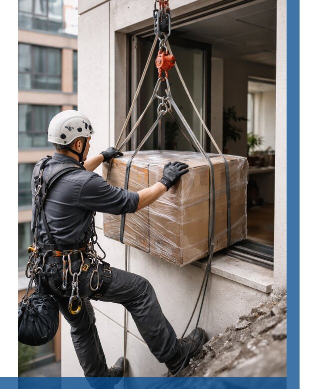 Подъем груза через окно в Коломне от 4563 р. | ВЫСОТНИК-Клм