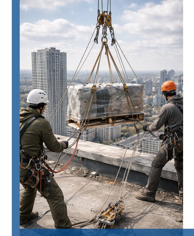 Подъем и монтаж крупногабаритных грузов на крышу в Коломне