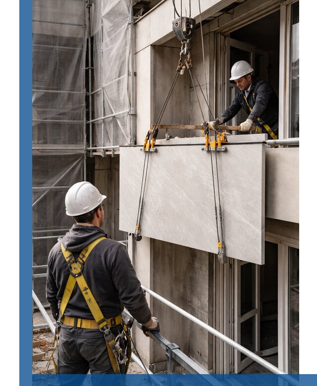 Подъем керамогранита на этаж в Коломне грузчиками и техникой