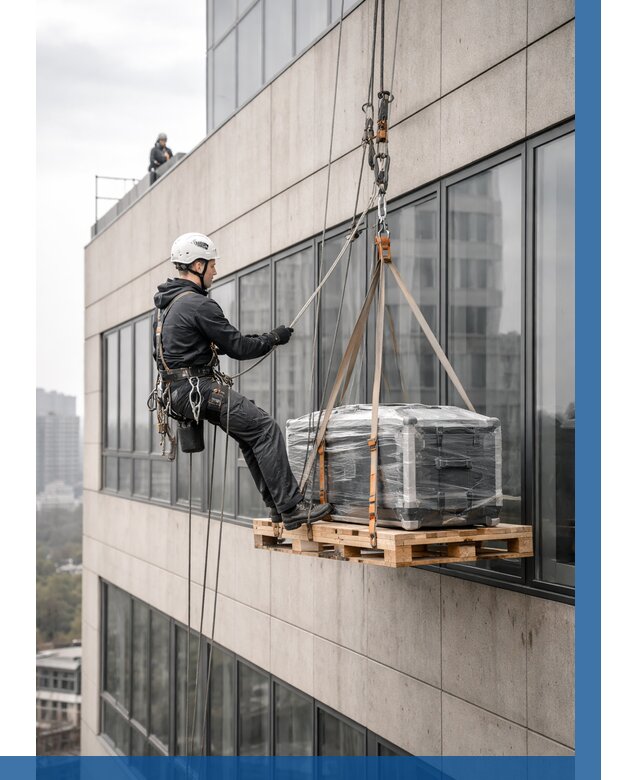 Спуск груза по фасаду в Коломне от 3549 р. | ВЫСОТНИК-Клм