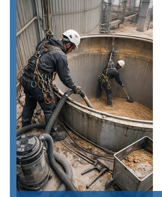 Профессиональная чистка зерновых бункеров в Коломне с выездом