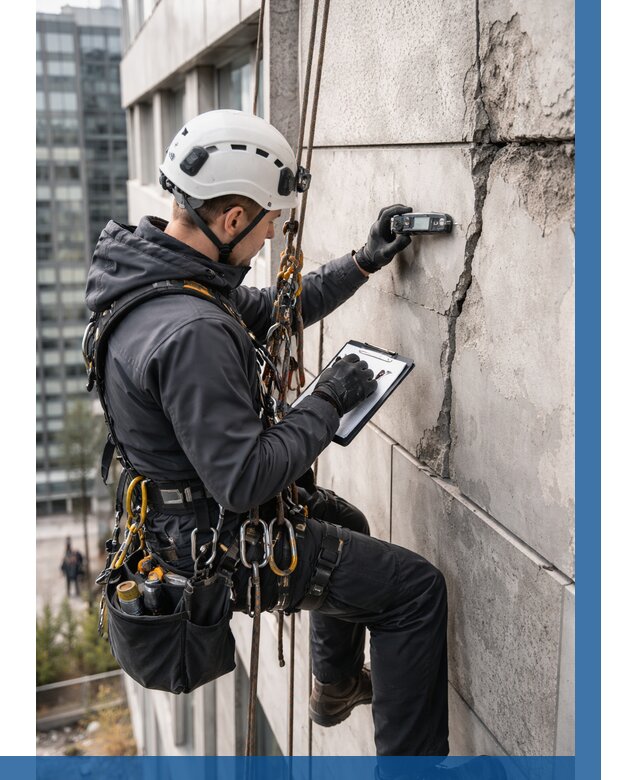 Обследование фасада альпинистами в Коломне от 122 р. | ВЫСОТНИК-Клм