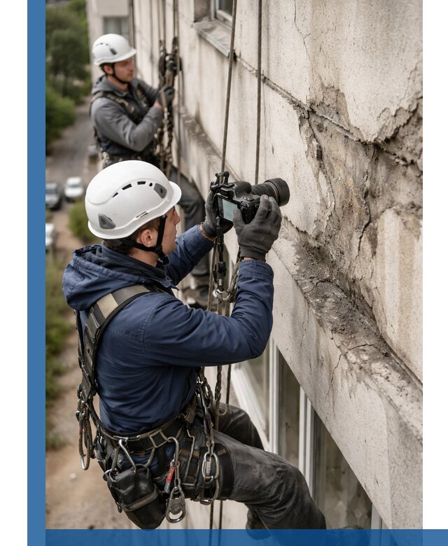 Фотофиксация дефектов фасада с высотной съемкой в Коломне