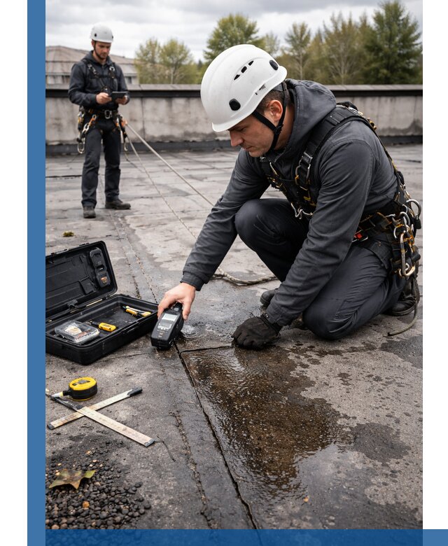 Обследование кровли на протечки и выявление дефектов в Коломне