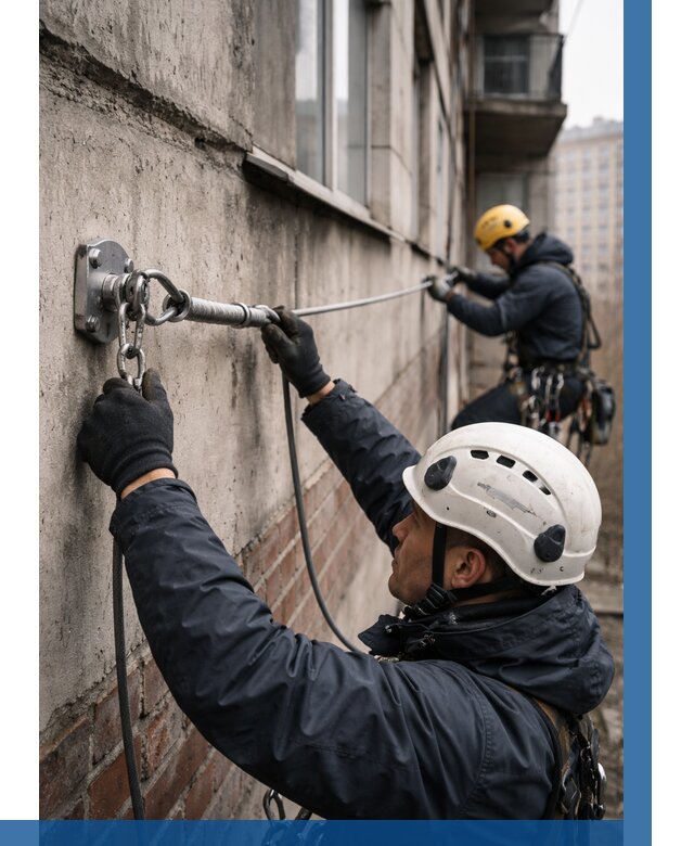 Монтаж анкерных линий в Коломне от 3042 р. | ВЫСОТНИК-Клм