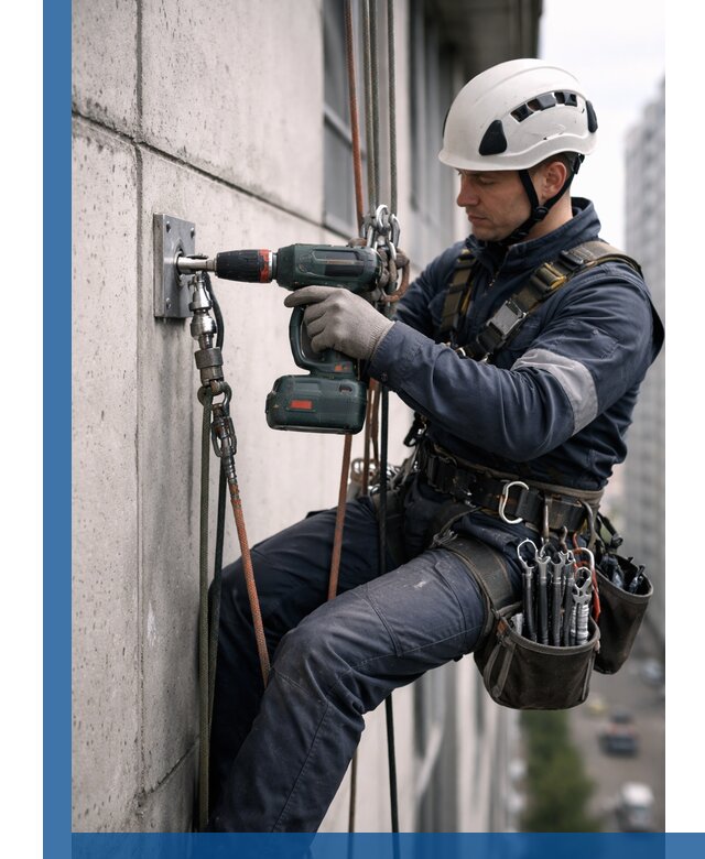 Установка анкерных точек для высотных работ в Коломне